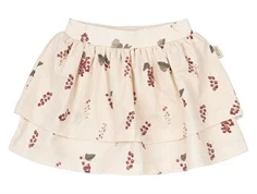 Råhvid nederdel fra Petit Piao med print af røde sommer ribs PP247 berry